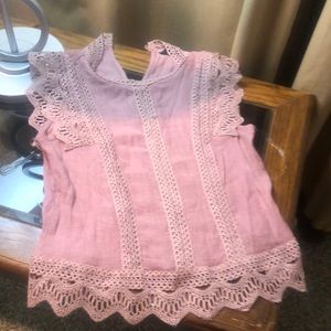 Blush colored Crochet sleeveless top